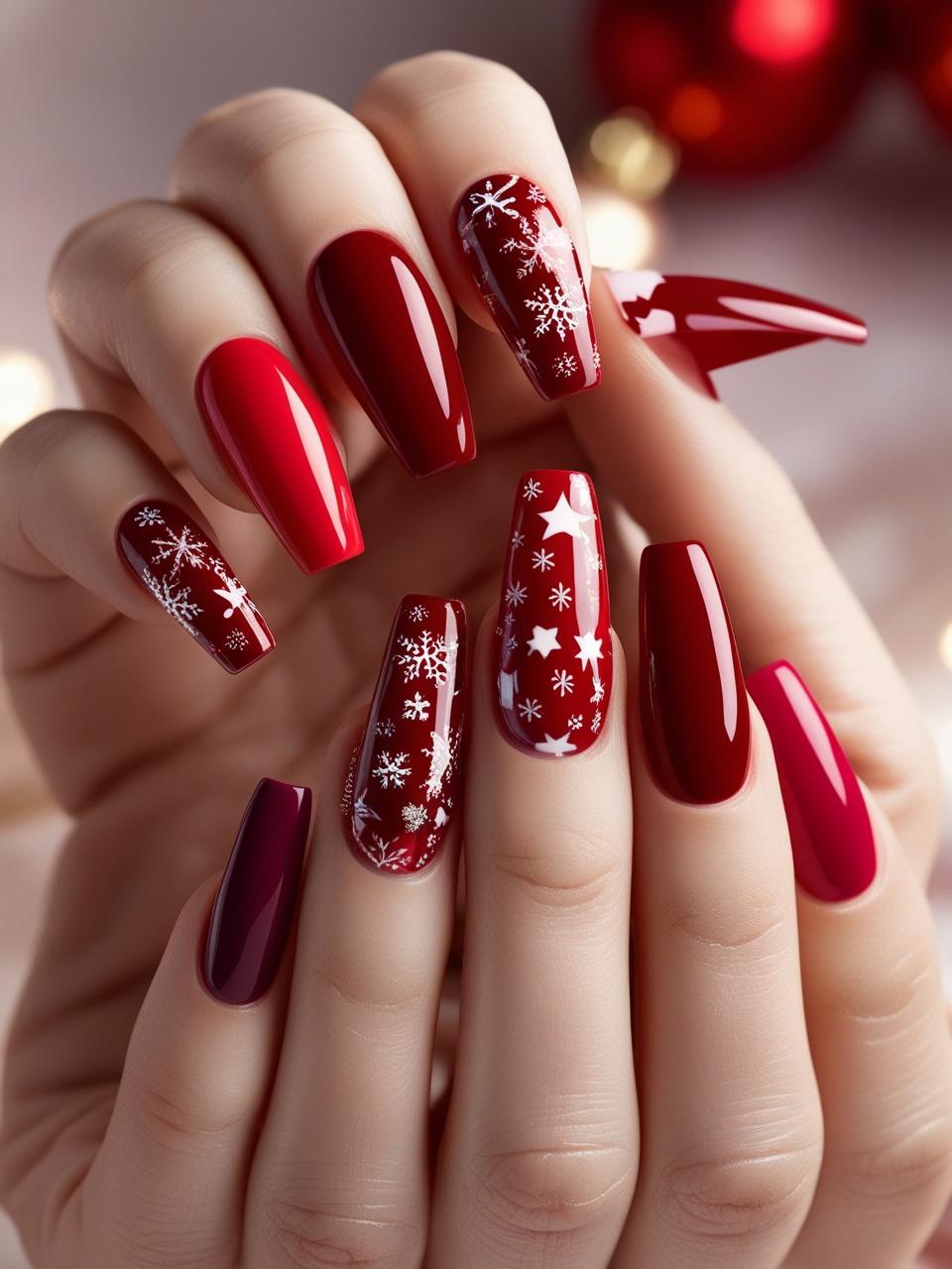christmas snowflakes nails